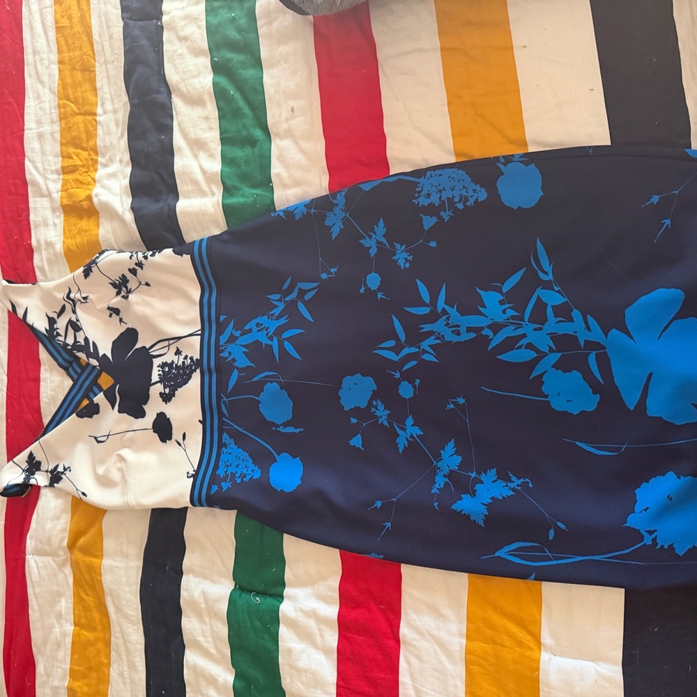 Ted Baker Navy and Bright Blue Floral Halter Dress